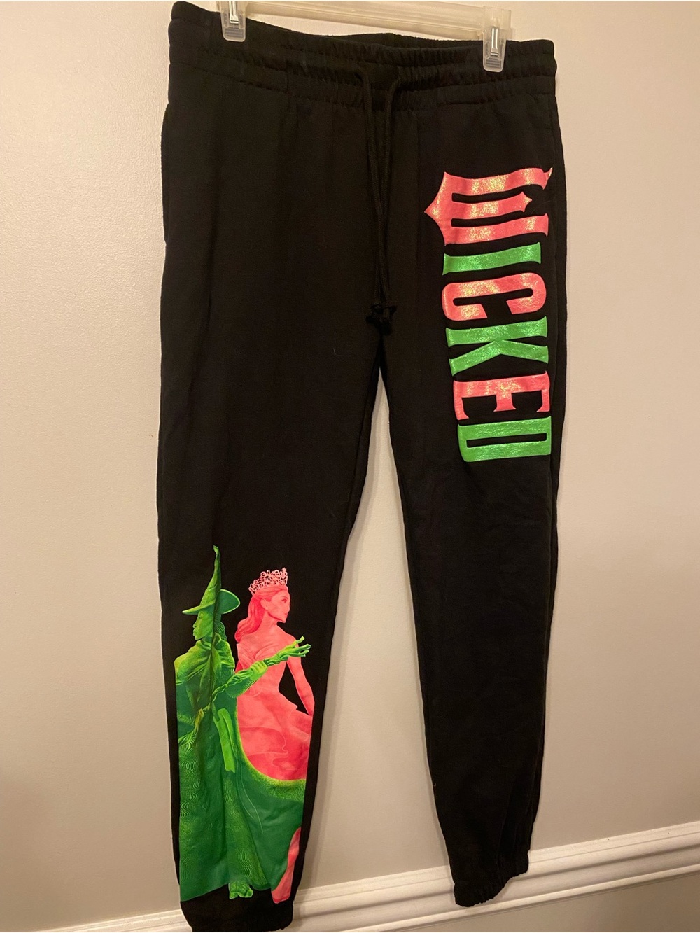 Black Jogger Sweatpants with Neon Green & Pink Wicked Graphic